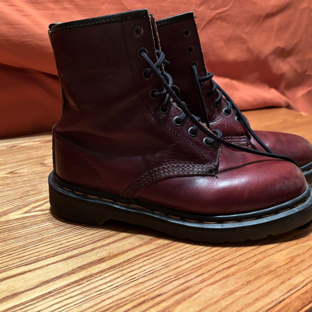 Dr. Martens Burgundy Leather Boots